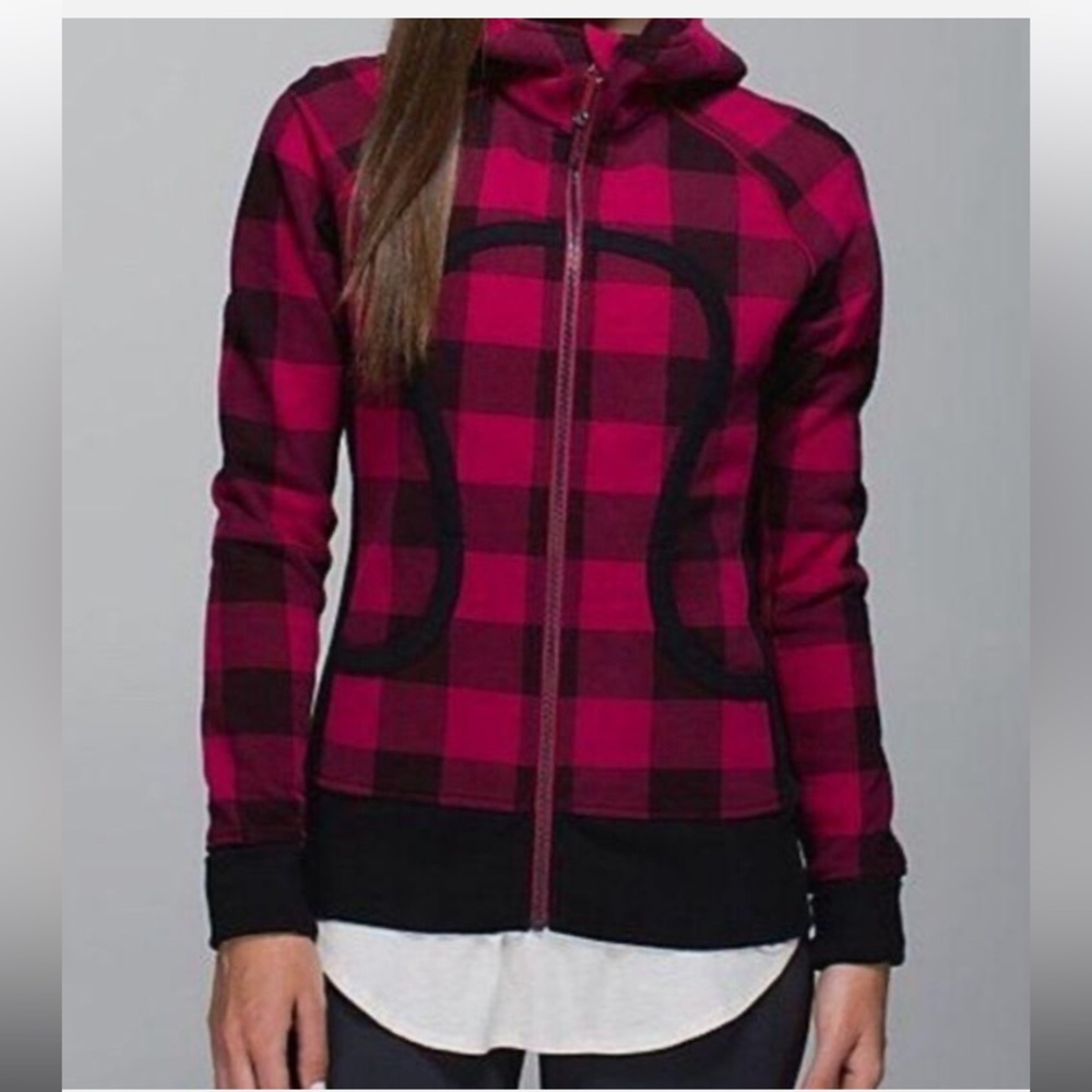 Lululemon scuba II lumberjack red black coat